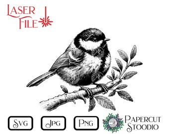 Plik do grawerowania laserowego wiosennego ptaka, SVG PNG JPG (pobranie cyfrowe)