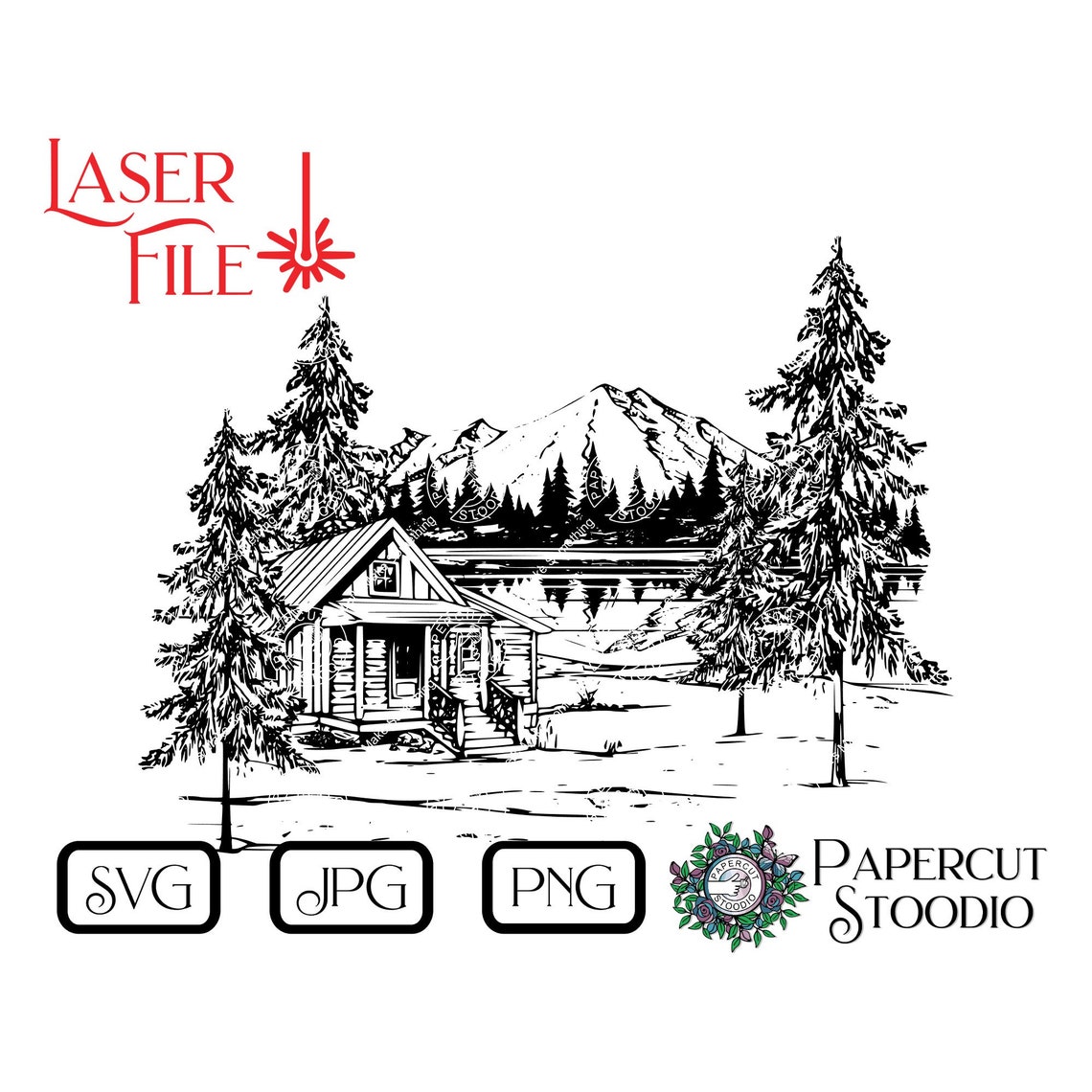 Cabin by the Lake Svg Png Jpg Forest Mountain Laser Engrave - Etsy