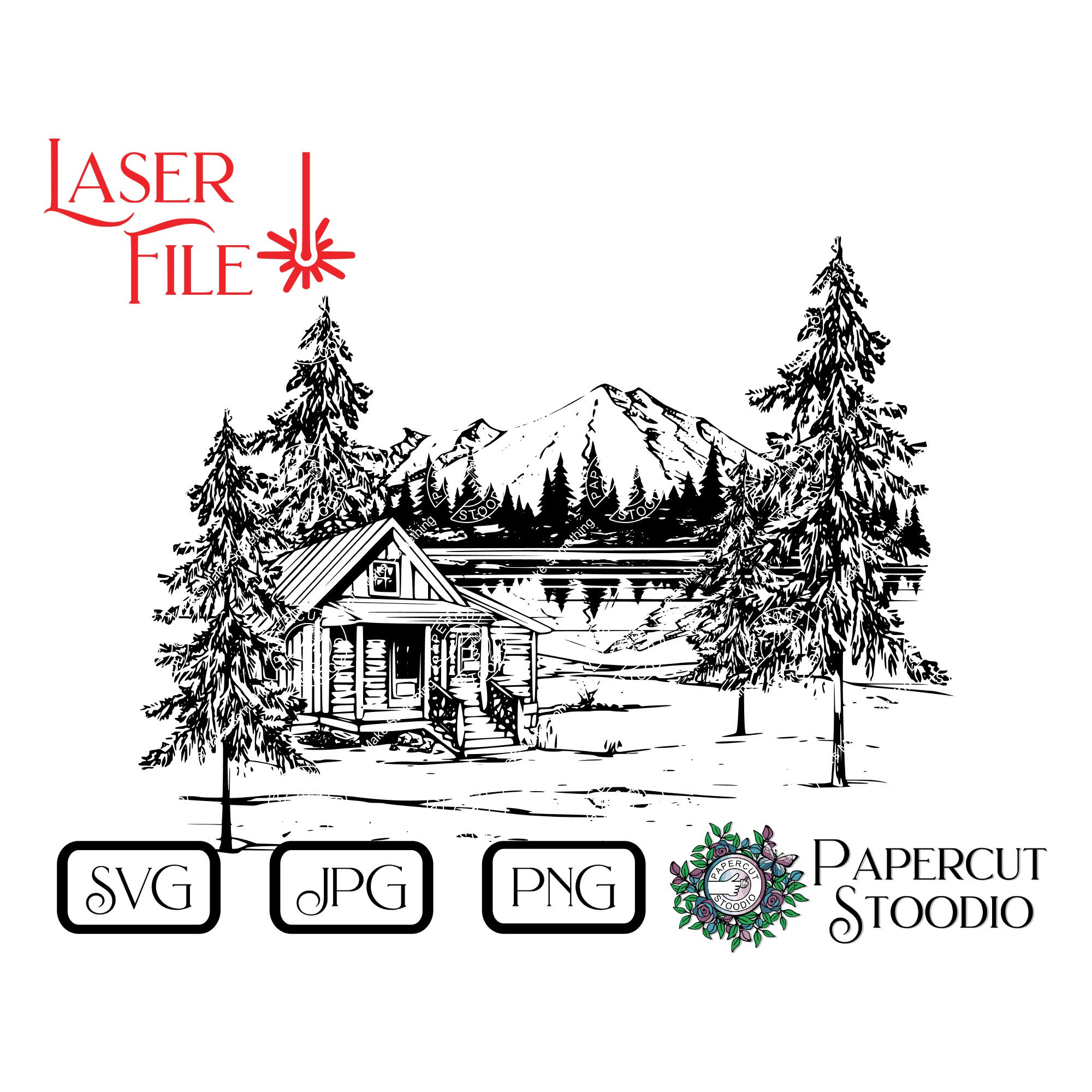 Cabin by the Lake Svg, Png Jpg Forest Mountain Laser Engrave Files for ...