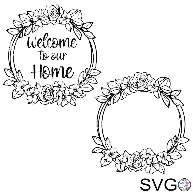 Floral Frame Svg Flower Wreath Home Welcome Circle Laurel - Etsy