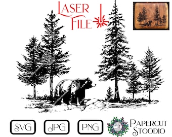 Bear Laser Engrave File, Wood Sign SVG PNG JPG (Digital Download)