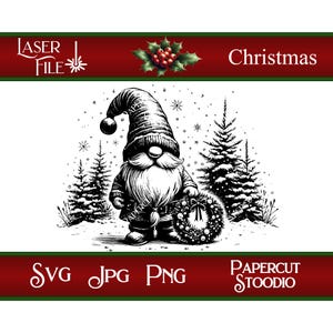 Lasergraveerbestand, krans kabouter SVG, LightBurn GlowForge XTool snijplanken tekenen houtprojecten sublimatie fantasie geschenken