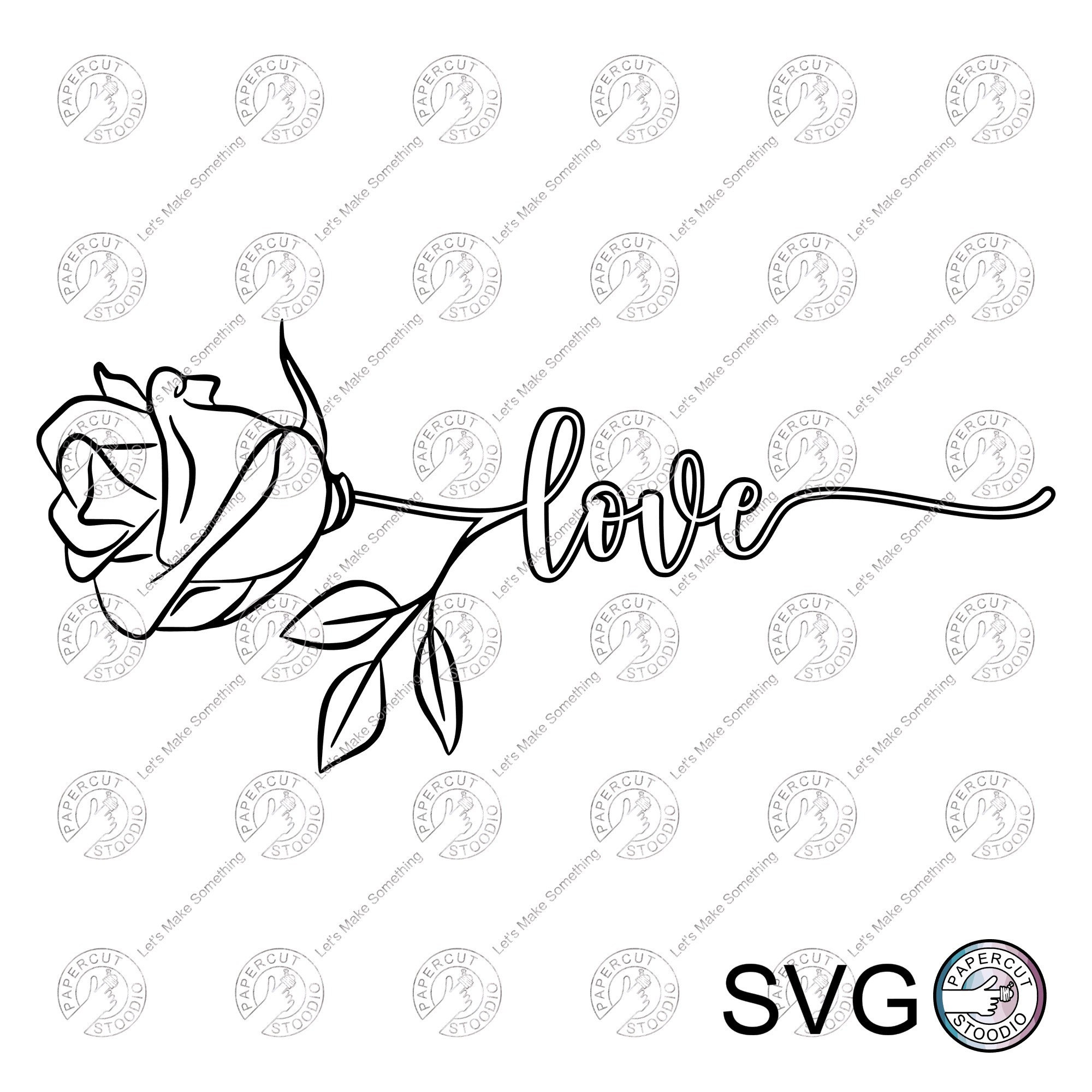 Love Rose Stem Word Svg, Word Stem, Love, Rose Stem Word