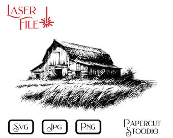 Laser Engrave File, Prairie Barn Svg, Digital Download Farm &  Farmhouse Decor Signs Cutting Board LightBurn GlowForge Personalize Gift