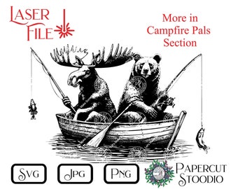 Laser Engrave File, Campfire Pals Fishing Svg, Digital Download for Laser Engraving, Camping Cutting Boards, Cabin & Lake Signs, Campsite