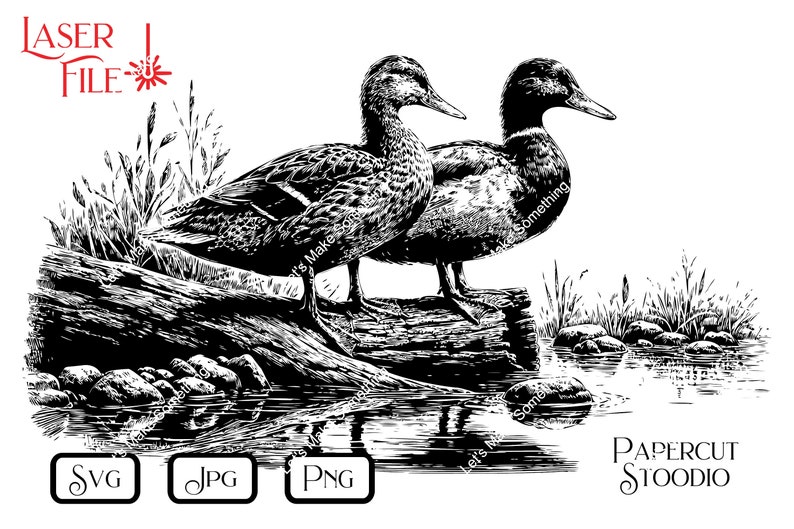 Log Ducks Laser Engrave File, Wood Signs SVG PNG JPG (digital Download ...
