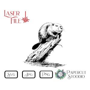 Laser Engrave File, Beaver SVG, LightBurn GlowForge Signs Cutting Boards for Cabin Lodge Cottage Rustic Canadian Personalized Gifts