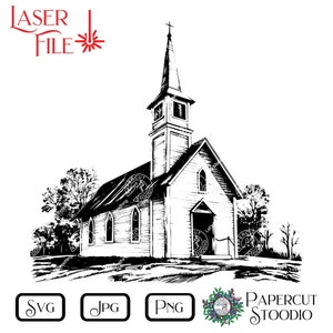 Laser Engraved Church SVG, Wood Sign, Charcuterie Board (digital ...