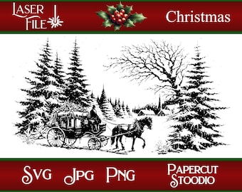 Archivo de grabado láser de Navidad pasada, SVG PNG JPG (Descarga digital)