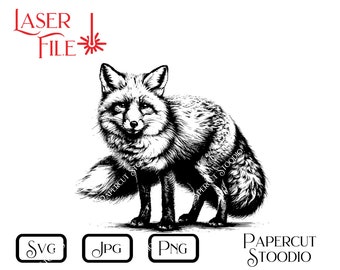 Laser Engrave File, Timid Fox SVG, LightBurn GlowForge Signs Cutting Boards Coasters for Cabin Lodge Cottage Rustic Personalized Gifts