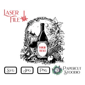 Lasergraveerbestand, wijn blanco label Svg, DIY borden snijplanken hout rond gepersonaliseerde cadeaubonnen Home Decor LightBurn GlowForge
