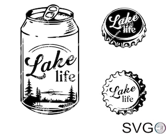 Lake Life Beer Svg, Lake Forest Camping Beer Can Beer Cap Personalized Gift Shirt Digital Download For Cricut & Silhouette Crafters