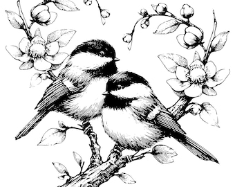 Chickadee Love Laser Engraving File, SVG PNG JPG, LightBurn GlowForge Signs, Cutting Boards Coasters