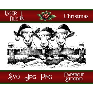 Lasergraveerbestand, kerstmuts geiten Svg, DIY kerstborden snijplanken hout gepersonaliseerde cadeaukaartjes Home Decor LightBurn GlowForge