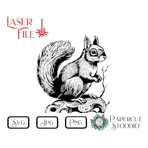 Fichier de gravure laser, branche écureuil SVG, panneaux LightBurn GlowForge signes planches à découper sous-verres pour chalet Lodge Cottage Lake House Garden