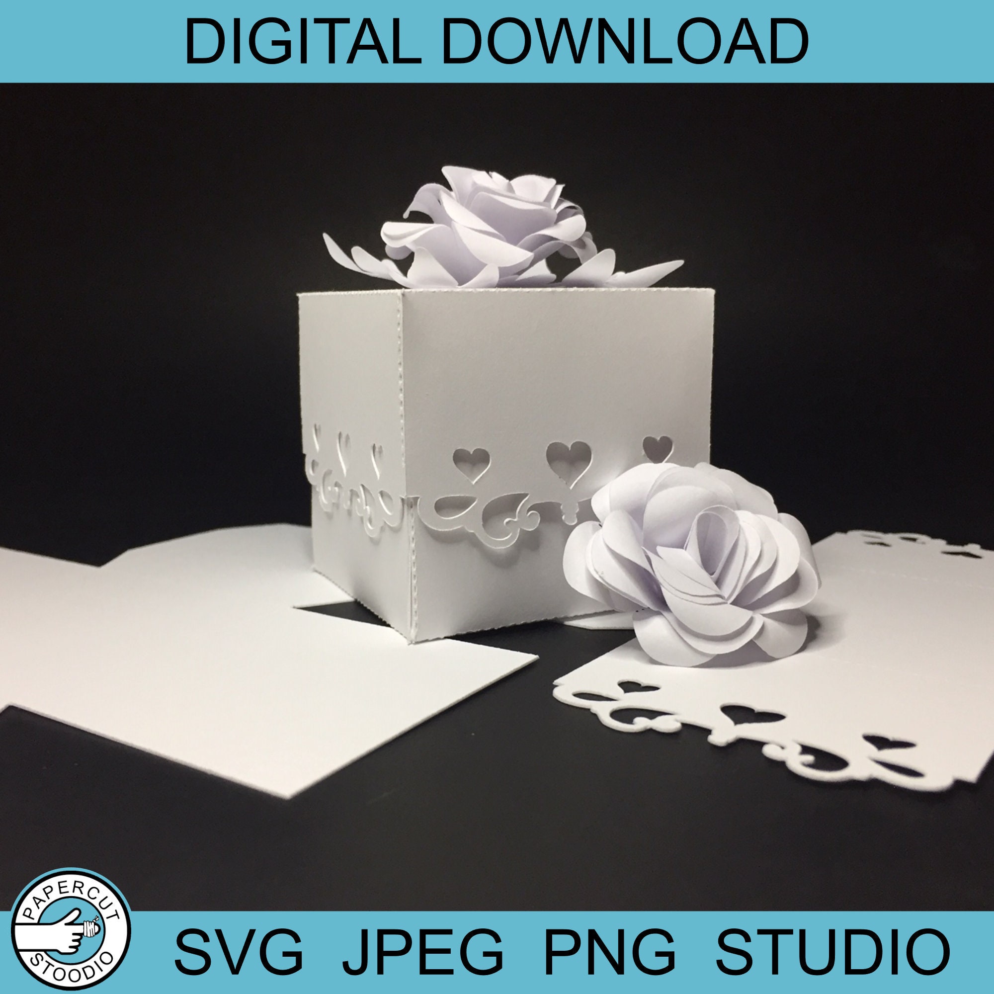 Rose Box Template SVG for Gifts or Wedding Favors | Etsy