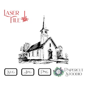 Laser Engrave File Wood Church Svg, Charcuterie Board Cutting Board Digital Download Personalized Gift for Wedding Housewarming