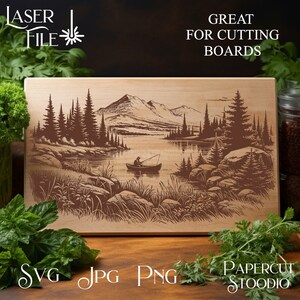 Fisherman on Lake Laser Engrave File, Cabin Decor SVG PNG JPG (digital ...