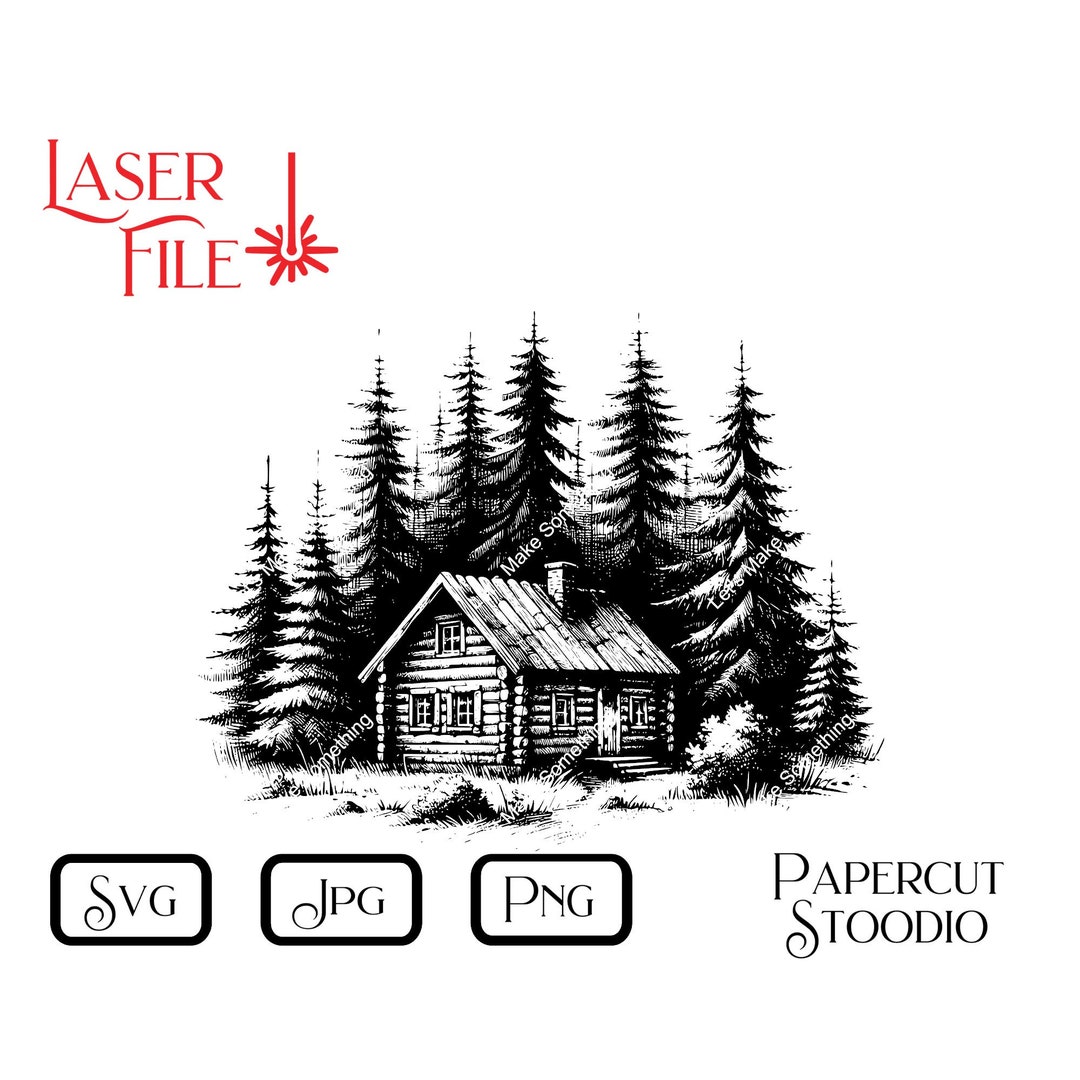 Remote Cabin Laser Engrave File, Lake Decor SVG PNG JPG (digital ...