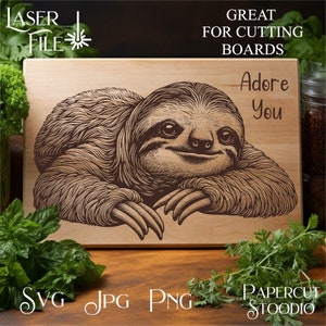 Laser Engrave File, Sloth SVG, Digital Download for Lightburn Glowforge ...