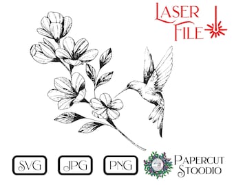 Hummingbird Laser Engrave File, SVG PNG JPG, Cutting Board, Wood Coasters