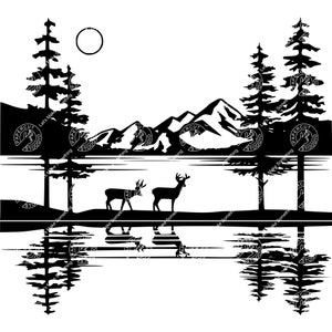 Deer Lake Reflection Svg, Lake Scene Forest Camper Cabin Lake Life ...