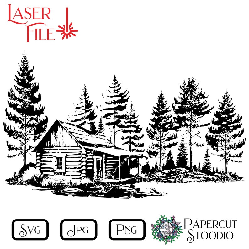 Rustic Cabin Laser Engrave File, Forest SVG PNG JPG (digital Download ...