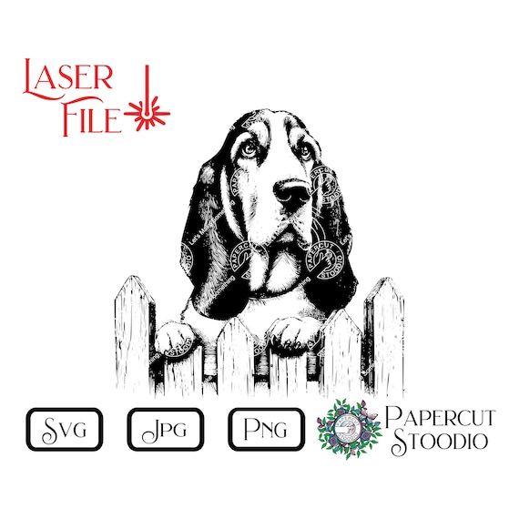 Basset Hound Peek Laser Engrave File, Dog Sign SVG, PNG, JPG