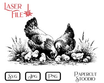 Laser Engrave File, Chicken Forage, SVG, Instant Digital Download for Engraving Custom Cutting Boards, Signs, Coasters, Wood Gifts