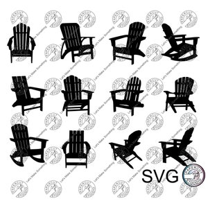 Adirondack Stuhl Bundle SVG, Stuhl SVG Cricut Silhouette See Strand Sommer Camping Bergstuhl, Deck Terrasse Stuhl