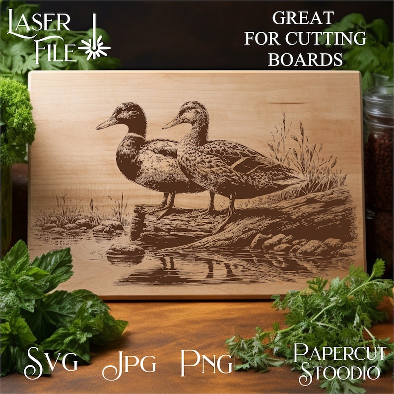 Log Ducks Laser Engrave File, Wood Signs SVG PNG JPG (digital Download ...