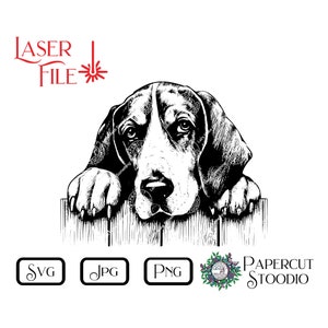 Laser-Gravurdatei, Coonhound Hund Peek SVG, DIY-Türschild Hund Zaunschild LightBurn GlowForge Holzbearbeitung Hund Gravurschild Willkommen