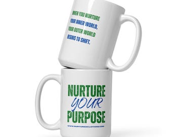 Purpose White Glossy Mug | Inspirational Coffee Cup | Self Care Gift