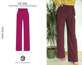 Palazzo pants, pantaloni palazzo, wide leg trausers | Digital Pattern PDF Sewing Patterns