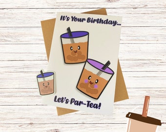 Let's Par-tea Boba Birthday Card