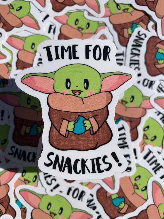 Time For Snackies Baby Yoda Sticker Cute Glossy Vinyl Etsy