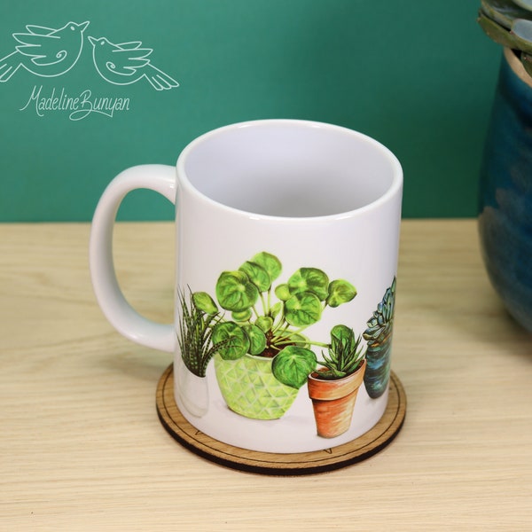 House Plant Art Mug - Printed Mug Potted Plants - Design A - Devon Artist