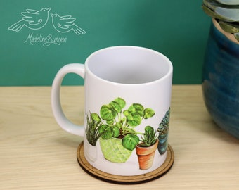 House Plant Art Mug - Printed Mug Potted Plants - Design A - Devon Artist