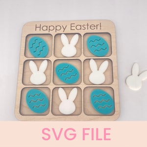 SVG Ostern Tic Tac Toe, Ostern SVG, Frohe Ostern SVG, Laserschnittdatei, Hase Tic Tac Toe, Ostern Laserschnittdatei, Glowforge getestet