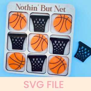 SVG Basketball Tic Tac Toe, Basketball SVG, Laser cut file, Ball Tic Tac Toe, Basketball Laser cut file, Glowforge tested, Game