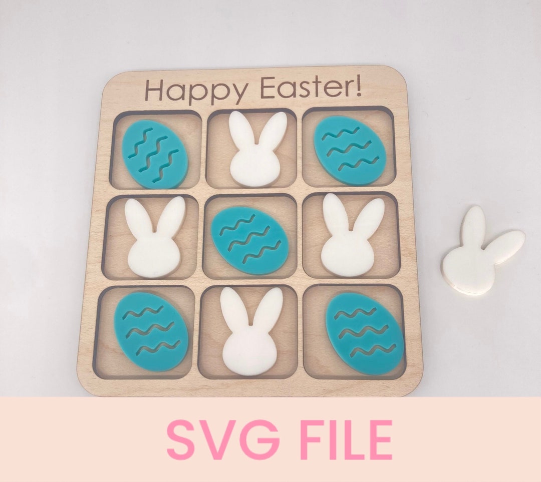 SVG Easter Tic Tac Toe, Easter SVG, Happy Easter SVG, Laser Cut File ...