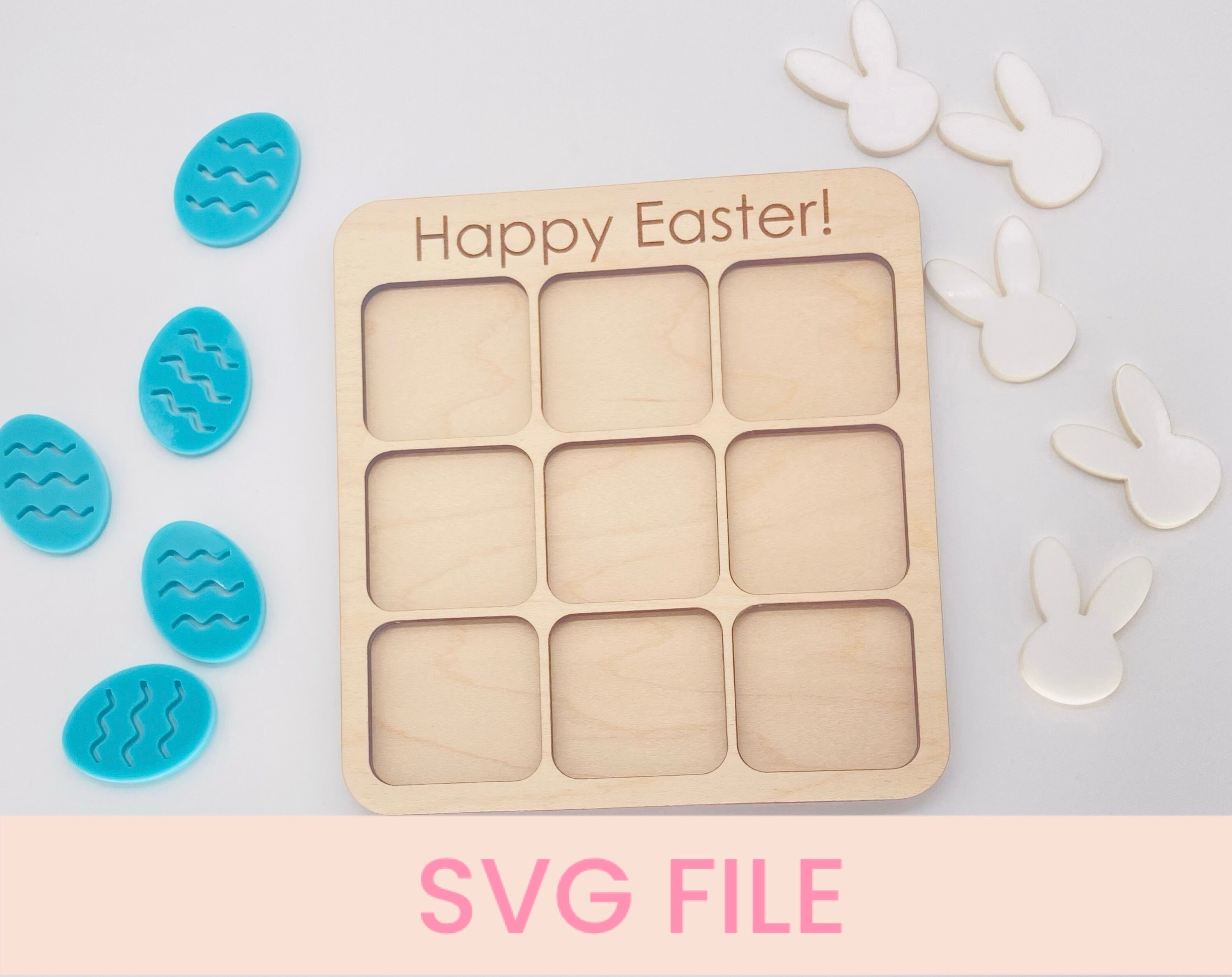SVG Easter Tic Tac Toe, Easter SVG, Happy Easter SVG, Laser Cut File ...