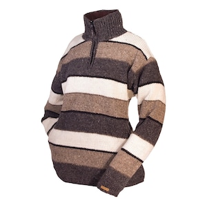 Hand Knitted Lamb Wool Sweater: Unisex Cable Knit, Sherpa Lined
