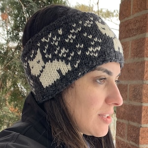 Hand-Knitted Lamb Wool Headband: Fleece Lined Kitty Cat Ear Warmer