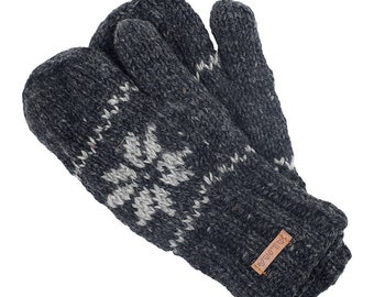 100%  Wool Mittens - Fleece Lined - Hand Knitted - Winter Gloves -  Women Mittens - Nordic Gloves - Mittens - Fair Trade - Alma Knitwear