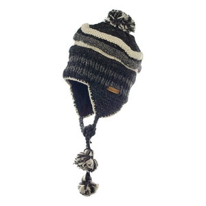 Hand-Knitted Lamb Wool Earflap Hat: Fleece Lined Winter Tuque
