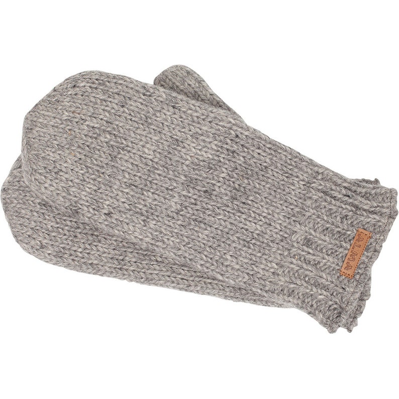100% Lamb Wool Unisex Mittens Hand Knitted Gloves Fleece Lined Mittens Women Winter Mittens Fair Trade Eco Friendly Alma Knit Grey | Gris