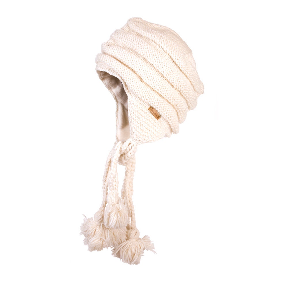 Hand-knitted Lambswool Earflap Hat: Fair Isle Fleece Lined  display picture 1