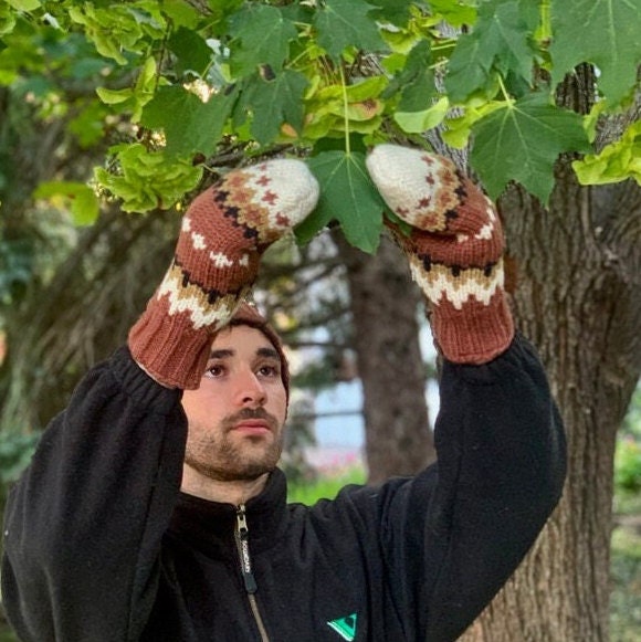 Mittens Bernie Sander Jacket 100% Wool Lamb Mittens, Fleece Lined