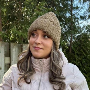 100% Lamb Wool, Hand knitted Beanie, Fleece Lined Cap, Christmas Gift, Popcorn Winter Beanie, Women Beanie, Fair Trade, Ethical, Alma Knit